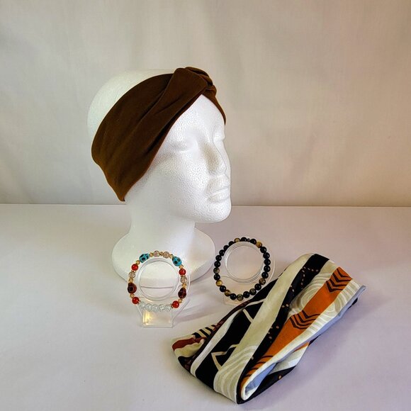 Multicolor And Brown Boho Headbands With Matching Bracelet Sets, Womens Size M main image 15